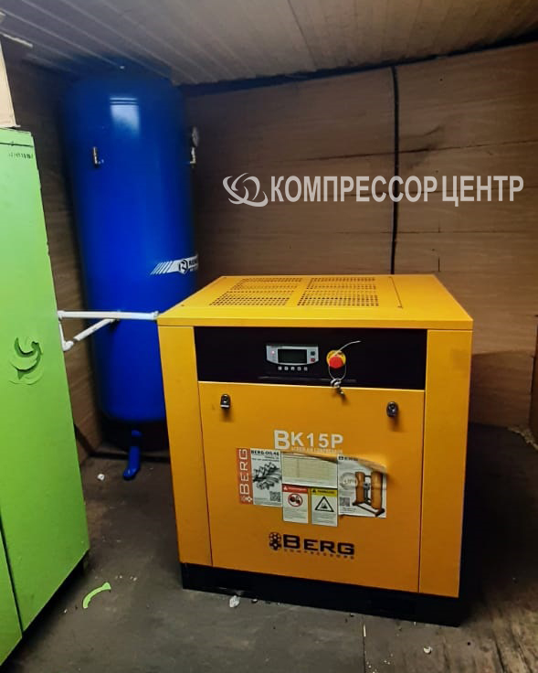Винтовой компрессор "Berg" ВК-15/8 P вертикальный ресивер "Remeza" РВ 500.11.00
